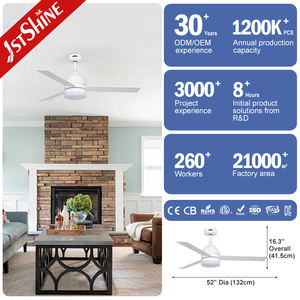 Ventilador de techo 1stshine Mayoristas Aspas de madera MDF Ventilador de techo con control remoto de 52 pulgadas con luz LED - Product Image 3