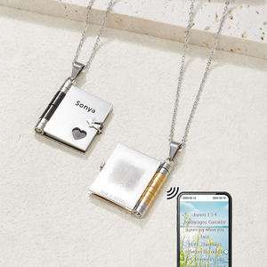 Nuovo Arrivo Collana Apribile a Libro con Versetto Biblico Inciso da Donna in Acciaio Inossidabile Gioielli Cristiani Collana con Versetto Biblico - Product Image 3