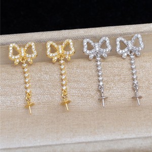 Boucles d'oreilles papillon en argent S925 avec incrustation de perles de 10 à 14 mm, porte-accessoires de bijoux DIY vide, JG5233 - Product Image 1