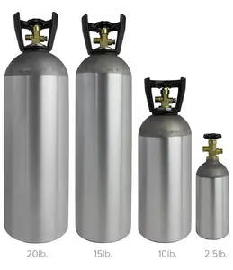 Bouteilles de gaz en aluminium en acier sans soudure pour O2 N2 Ar CO2 Hélium LNG CNG Cylindre d'acétylène
