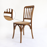 Chaise de salle à manger vintage à dossier en tige, structure en bois massif courbé, assise en tissu rembourré, chaise d'appoint rétro pour la maison et les restaurants