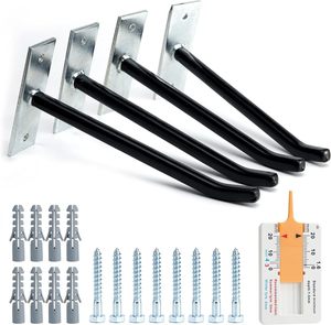 Sistema di stoccaggio pneumatici con ganci <span class=keywords><strong>da</strong></span> garage, 4 pezzi, ganci <span class=keywords><strong>da</strong></span> <span class=keywords><strong>parete</strong></span> con viti e tasselli in metallo - Supporto per pneumatici/cerchioni per auto, nero - Product Image 1