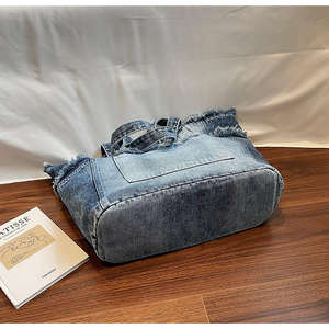 Sac à main en jean bleu foncé, sac à main en jean vintage, sac à main pour femme de grande capacité - Product Image 3