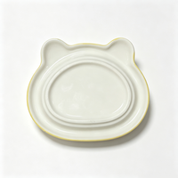 Petite assiette en céramique en forme d'ours, 6 pouces, jaune rose, plat à bibelots décoratif, plateau à collations et desserts pour la décoration de la table à la maison