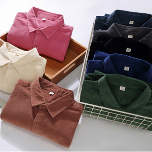 <span class=keywords><strong>Camicia</strong></span> da uomo in velluto a coste tinta unita <span class=keywords><strong>senza</strong></span> tasca con collo rovesciato su misura Polo a maniche lunghe - Product Image 2