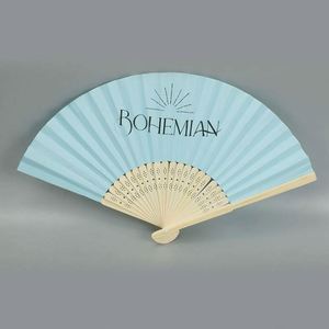 Ventiladores de Mano Portátiles Económicos, Artesanía de Bambú con Pintura de Arte Folclórico, Diseño Tallado, Recuerdos para Promoción - Product Image 1