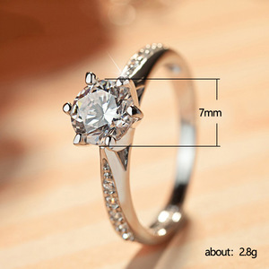 Anello con Design a Sei Punte Stile Classico Anello di Fidanzamento per Donne - Product Image 5
