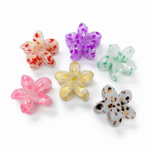 Fermaglio per capelli a forma di frangipani con stampa leopardata da 8 cm, 2 pezzi per colore, scatola da 600 pezzi - Product Image 2