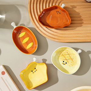 Super Cute Ins Internet Celebrity Cartoon Ketchup Sauce Dish Creative Hand-Painted Underglaze Color Ceramic Dinnerware Set Other