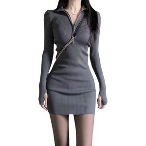 Nuevo Vestido de Hilo Gris Ajustado con Falda a la Cadera <span class=keywords><strong>para</strong></span> Mujer, Colección Primavera, Ropa de Otoño e Invierno, Estilo Atrevido y Sofisticado - Product Image 5