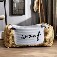 Panier à jouets pour chien Woof durable avec poignées Paniers tissés pour animaux de compagnie Boîte de rangement pour organiser les jouets pour chiots Couvertures Accessoires