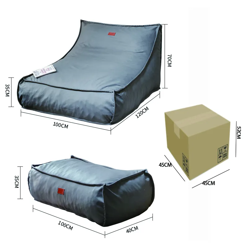Comfy Lazy Floor Sofa Couch with Ottoman filled with foam can be packed into vaccum package