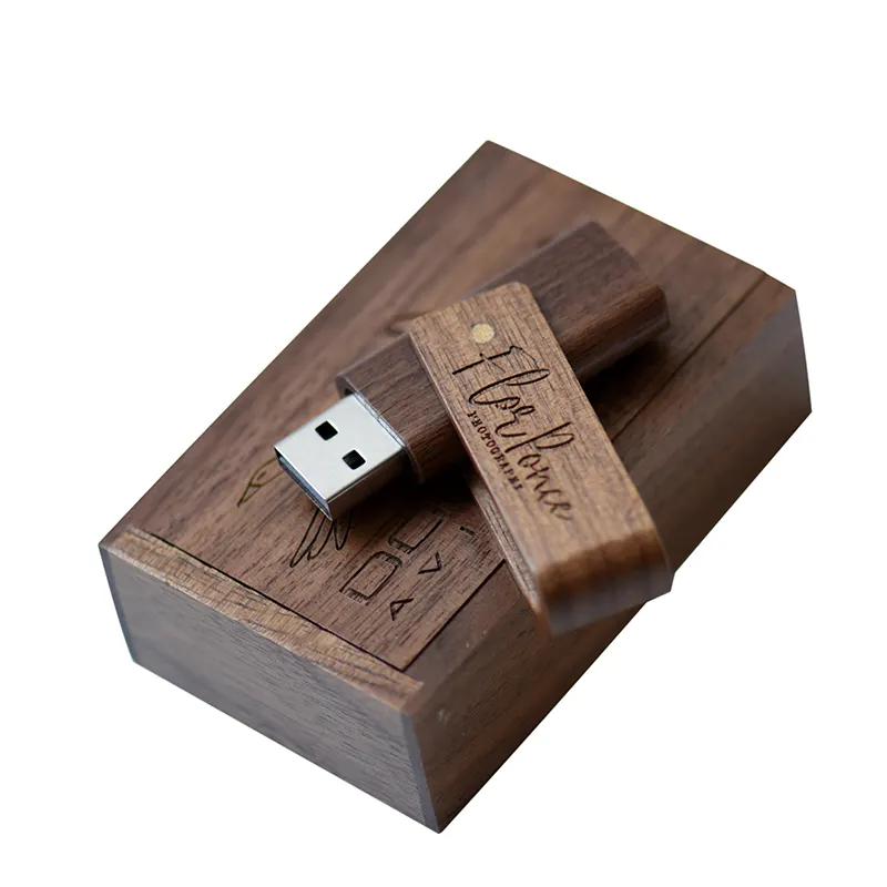 Kotak Logo kayu Pen Drive kualitas tinggi stik memori Album Usb Flash Drive dengan kotak 3.0 2.0 64Gb 16Gb 128Gb