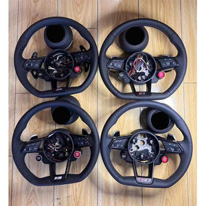 พวงมาลัยทรง R8 สำหรับ Audi <span class=keywords><strong>A4</strong></span> S4 A5 S5 <span class=keywords><strong>B9</strong></span> (2017-2023) พวงมาลัยแบบปลายแบน หุ้มหนังแบบเจาะรู พวงมาลัย R8 - Product Image 4