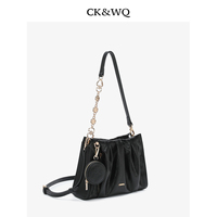 Sacs à bandoulière plissés de luxe pour femmes avec chaîne métallique et sangle épissée, grande capacité, sacs messager pour femmes avec porte-monnaie