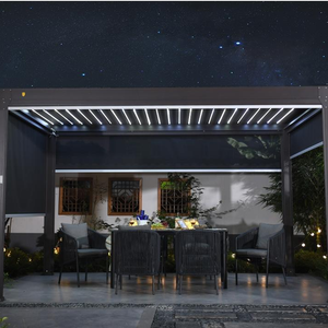 <span class=keywords><strong>Pergola</strong></span> de jardin Shinilion en <span class=keywords><strong>bambou</strong></span> et aluminium imperméable avec <span class=keywords><strong>toit</strong></span> à lames orientables, arche personnalisée avec cadre thermolaqué - Product Image 4