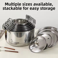 Ensemble de casseroles en acier inoxydable de 14 pièces, 16 cm-28 cm, compatible gaz et induction, avec couvercles, pour cuisine