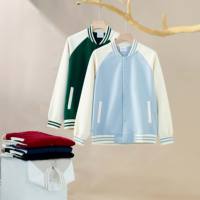 Blouson universitaire respirant pur – Minimaliste uni à simple boutonnage en polyester/coton pour l'automne-hiver