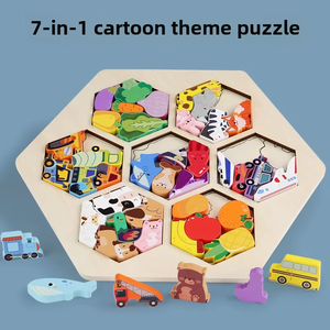 Vente en gros 3D Puzzle en bois Blocs de construction Cognitif Animal Fruit Traffic Puzzles pour enfants Jouets éducatifs et cadeaux - Product Image 4