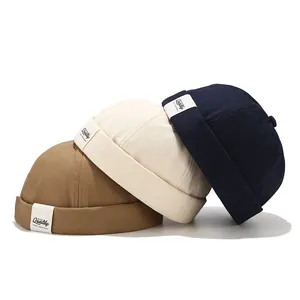 Wholesale Fashion Hip Hop Summer Soild Color Adjustable Skullcap Hat Men Beanies Dome Brimless Caps Docker Cap Without Visor