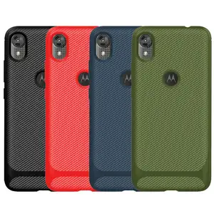 XINGE For Moto E6S Back Cover,Shock Proof Carbon Fiber Flexible Soft Tpu Case For Moto E6 Caja Para Celular