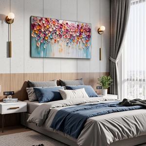 Cuadro Grande de Arte Contemporáneo: Pintura Abstracta de Pétalos Vibrantes en Lienzo para Decoración de Dormitorio y Sala de Estar, Estética Suave para el Hogar - Product Image 2