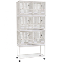 Cage en métal à trois niveaux avec support, plateau amovible, conteneur alimentaire en acier inoxydable, Cage empilable pour oiseaux et pigeons