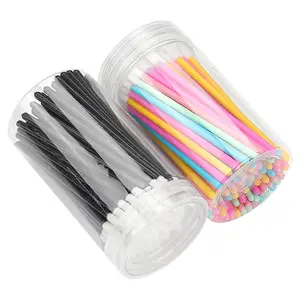 Groothandel Wegwerp Plastic Emmer Katoenen Stok Lipborstel 100 Stks/set Lippenstift Borstel Multi Color Beauty Tool