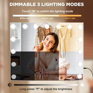 Bàn trang điểm khung kim loại cao cấp, gương trang điểm LED cảm ứng với 15 bóng đèn - Product Image 3