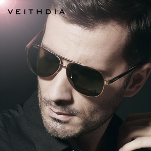 Veithdia Men's Aviator Sunglasses Gold <b>Frame</b> Dark Green Polarized Lenses UV400 Protection Metal <b>Frame</b> Type 3 Sunshades - Product Image 3