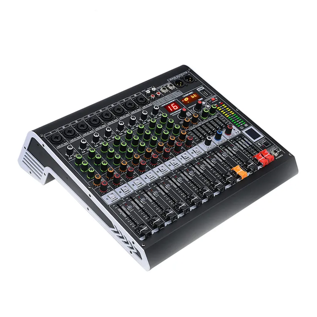 2MOQ Lihui AM8 LCD Display 8-Channel Digital DJ Mixer Console with MP3/FM/MIC 220V/110V Compatible for Indoor/Outdoor Use