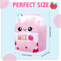 7072 Coussin en peluche personnalisable Lait au chocolat fraise avec visage souriant, jouet en peluche câlin, cadeaux mignons pour enfant, peluche Lait au chocolat