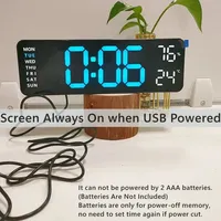 Reloj de Escritorio Digital LED Moderno con Pantalla Grande, Funcionamiento con Batería, Día de la Semana, Temperatura y Humedad para Oficina en Casa