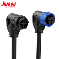 Conector Circular Industrial M16 de 4 Núcleos, Autoblocante, 10A 125V IP67, Enchufe Impermeable en Ángulo Recto