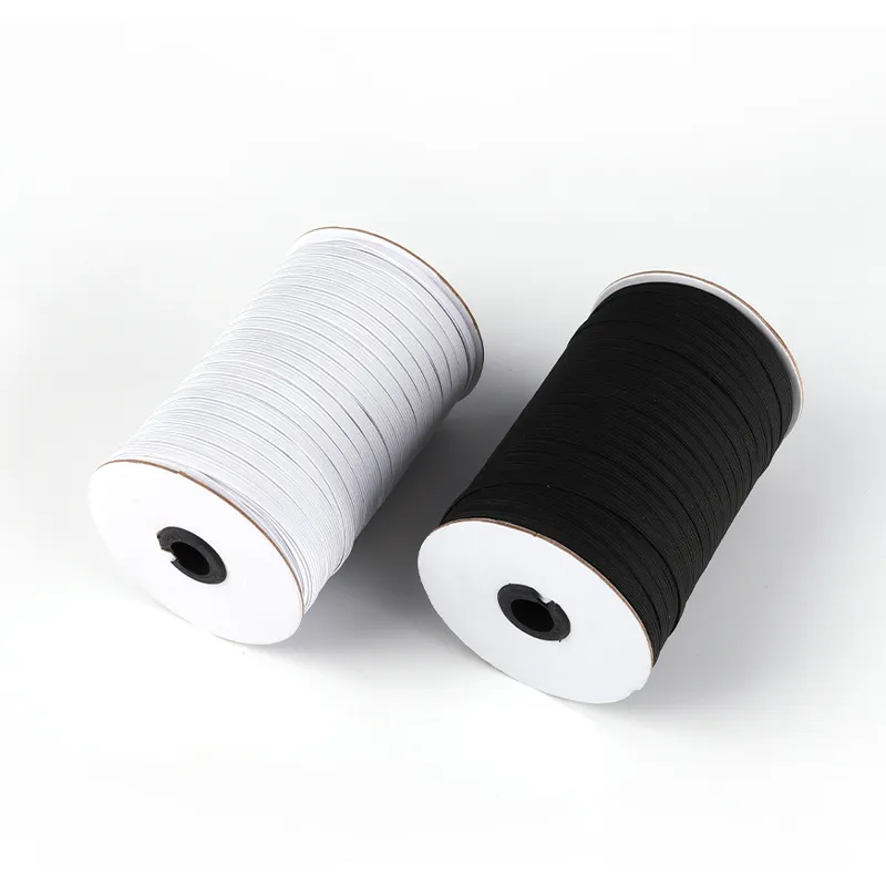 wholesale Heavy Stretch 3mm/5mm/6mm zouma webbing Polyester Flat Elastic Cord Braided Elastic Band