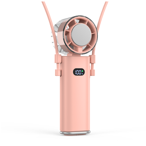 Ventilador de Cuello Portátil Recargable con Pantalla Digital, Compresa Fría, Color Rosa, 5W, Alimentado por Batería, para Interiores y Exteriores - Product Image 6