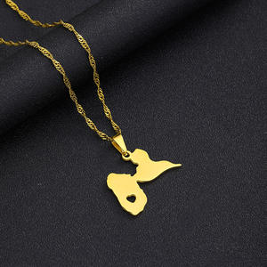 Mode Carte de la <span class=keywords><strong>Guadeloupe</strong></span> Pendentifs Colliers Femmes Bijoux En Acier Inoxydable France <span class=keywords><strong>Guadeloupe</strong></span> Carte Coeur et Contour Design - Product Image 3