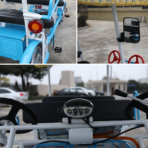 Bicicleta Eléctrica Solar con Pedaleo Asistido, Cuatrimoto de 4 Ruedas y 4 Asientos, Bicicleta Familiar de Ocio con Panel Solar para Atracciones Turísticas - Product Image 3