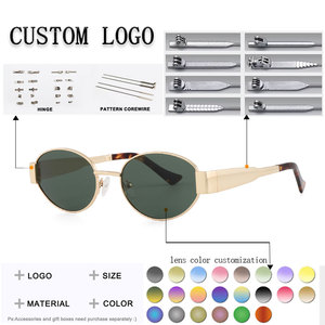 Gafas de Sol Ovaladas con Montura Metálica Completa, Lentes Degradadas, Protección UV400, Unisex, para Actividades Casuales al Aire Libre - Product Image 2