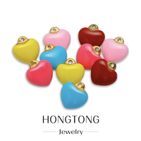 Hongtong nouveauté acier inoxydable coeur émail mignon haute qualité goutte huile coloré mignon minimaliste coeur pendentif à breloques