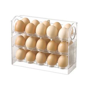 Boîte de rangement pour œufs Autonomy, 18 emplacements, en plastique transparent, organisateur de réfrigérateur, plateau à œufs de cuisine avec fonction de drainage - Product Image 1