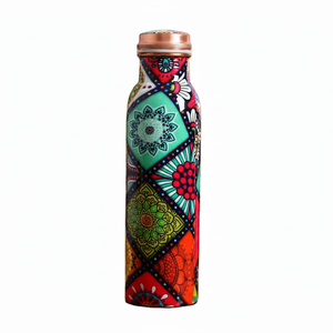 Venta caliente Nueva llegada Botella de agua de cobre puro a prueba de fugas Tamaño personalizado Esmalte Diseño impreso para gimnasio y botella de uso de yoga - Product Image 1