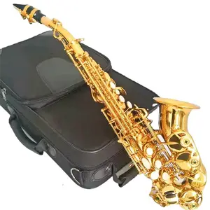 Низкая цена изогнутый Золотой Лак Bb сопрано саксофон