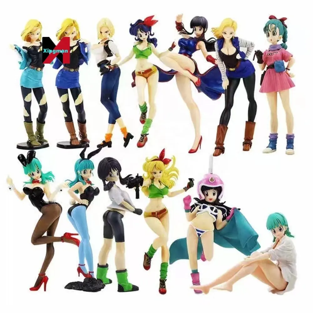 Minrong Japanese Anime Girl Figure Bulma Ranchi Videl Android 17 18 Sexy Doll Dragoned a balls Action Figures Toys for Boy