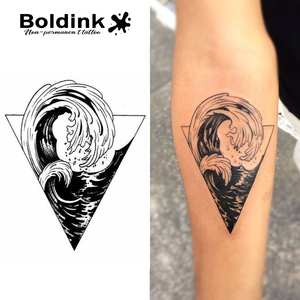 <span class=keywords><strong>Tatouage</strong></span> semi-permanent au jus de Jagua, motif vague océanique réaliste personnalisé, pour avant-bras, résistant à l'eau, longue durée (2 semaines) - Product Image 1