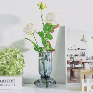 Toptan düğün Topper şerit cam vazolar el yapımı cam vazo için yeşil bitki veya çiçekler iç dekorasyon vazo