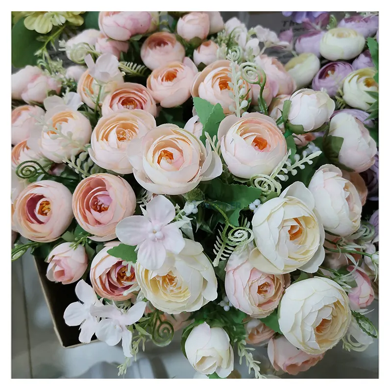 פרח סין מפני דקורטיבי לבן זול קישוט רקע חתונה יצרנים אדמוניים משי פרחים מלאכותיים באיכות גבוהה