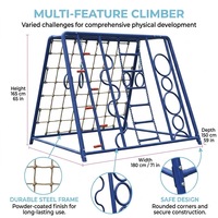 Structure d'escalade Jungle Gym pour enfants et tout-petits, style Montessori, avec filet de grimpette, échelle à chaînes, anneaux de gymnastique, barre ondulée et piquets, pour activités extérieures dans le jardin