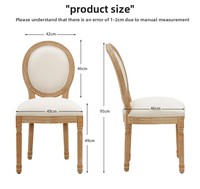 Chaises de salle à manger de style français vintage DISHI avec dossier rond, chaises de banquet, chaises en bois rembourrées avec accoudoirs