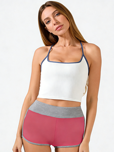 Ensemble de 3 shorts de course en polyester respirant à taille haute élastique avec bordure contrastante pour la gym et l'entraînement (Noir/Noir/Rose) – Décontracté - Product Image 5